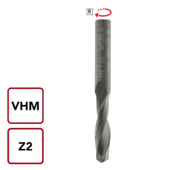 Frez spiralny VHM z=2 pozytyw - P284 Frez spiralny VHM z=2 pozytyw - P284