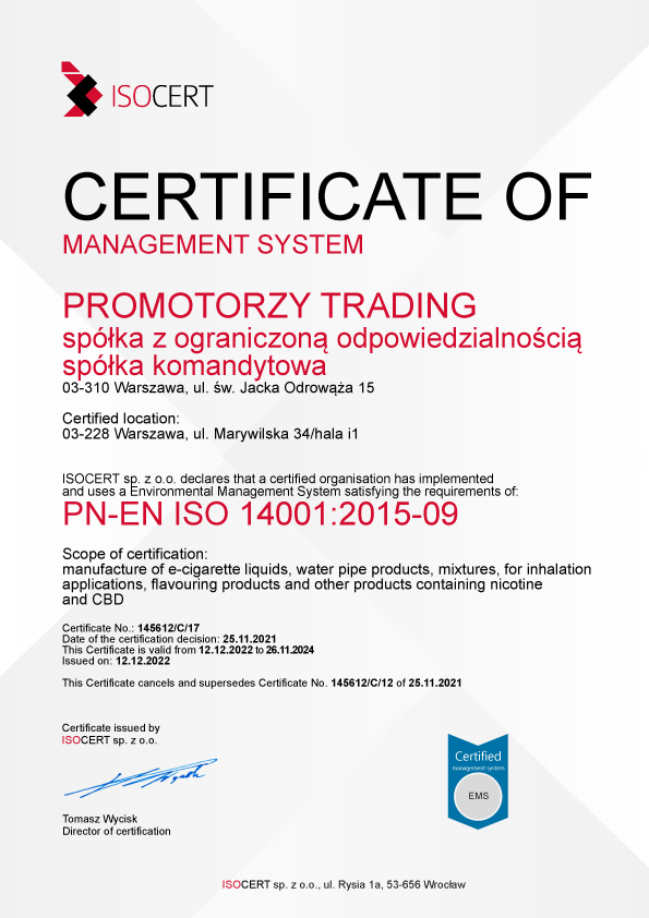Certyfikat 14001