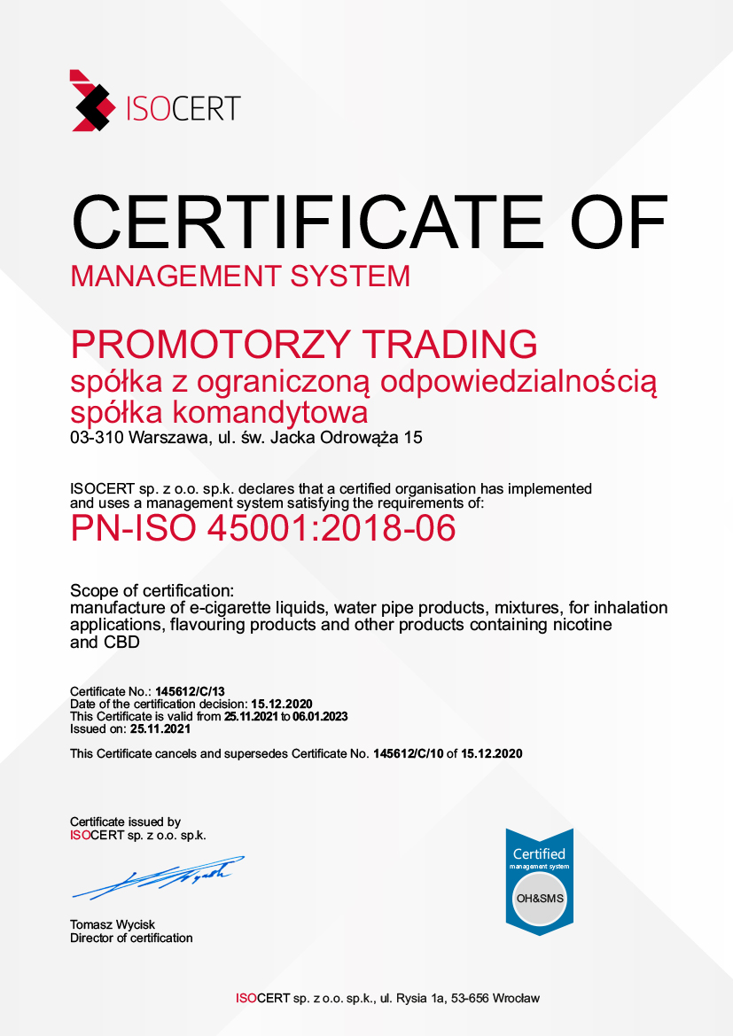 Certyfikat 45001