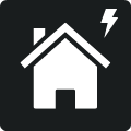 Ikona domu, Symbolizująca zastosowanie baterii PROCELL w domowych urządzeniach.