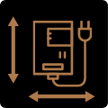 Ikona przedstawia miedzianą ładowarkę do ogniw mający zastosowanie w lustrzankach i innych aparatach cyfrowych.