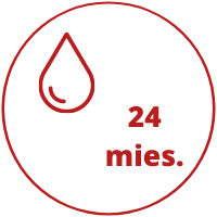 Ikona reprezentująca wodoodporność i 24 miesięczny okres gwarancji lampy światła rowerowego EMOS P3920.