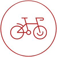 Ikona przedstawiająca rower. Wizualizuje zastosowanie lampy rowerowej / światła rowerowego EMOS P3915