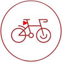 Ikona przedstawiająca rower. Wizualizuje zastosowanie tylniej lampy rowerowej / światła rowerowego EMOS P3920