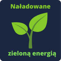 Zielony liść, informuje o ekologii i zielonym pochodzeniu energii.