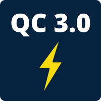 Napis QC 3.0 informujący o technologii quickcharge wykorzystanej w ładowarce USB XTAR.