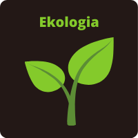 Ikona przedstawia zieloną łodygę z liśćmi a nad nią napis Ekologia.