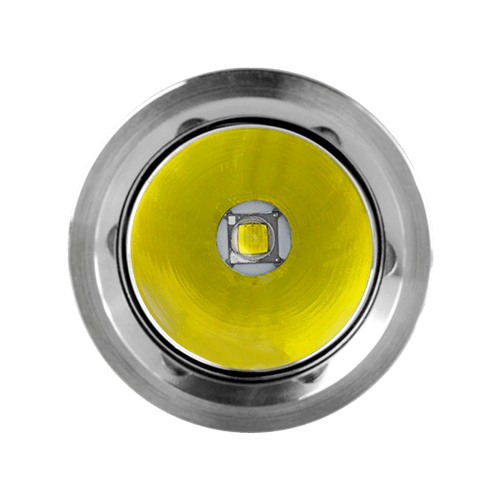 Widoczna dioda LED oraz szkło mineralne będące częścią latarki B20 PILOT II.
